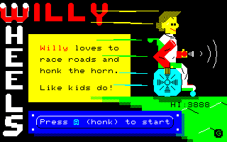 Willy Wheels Start screen